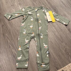 Green Kyte Baby Onesie with Goose Print